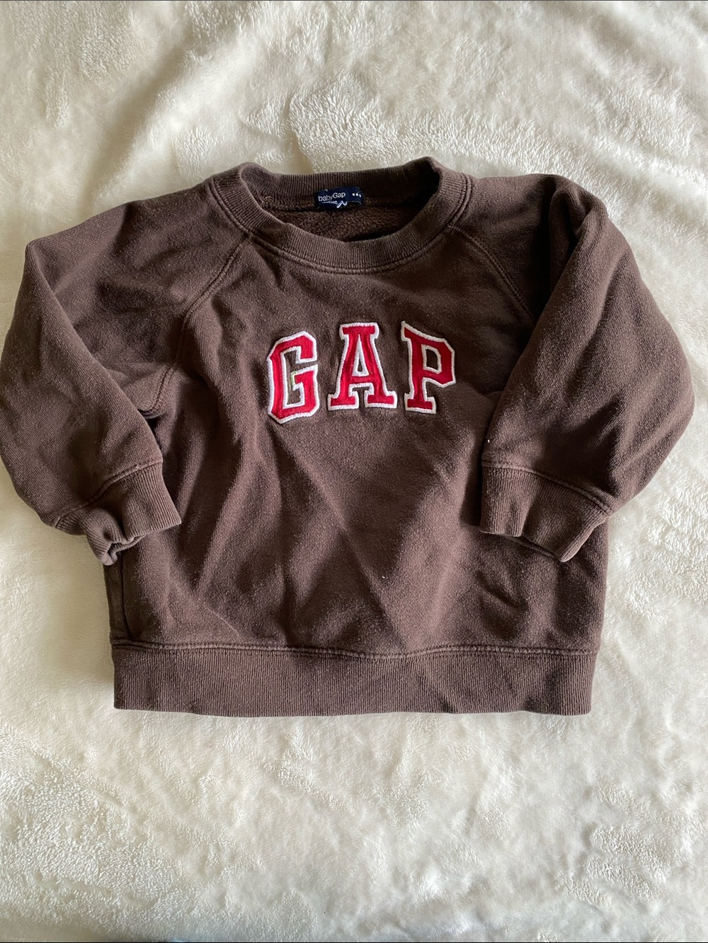 GAP Chocolate Brown Kids Crewneck Sweatshirt with Red Logo